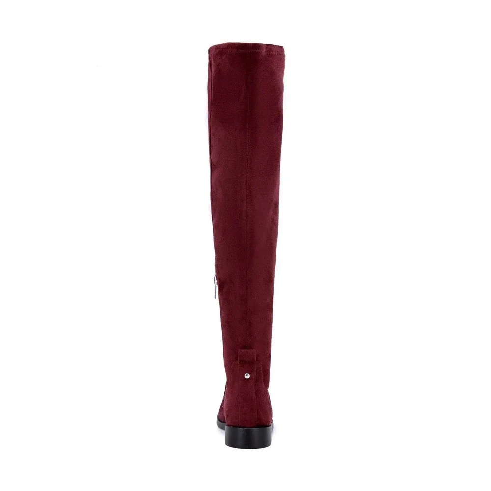 Kenneth Cole Reaction Windy Burgundy Knee High Boot Womens Faux Suede Boot 9M‎